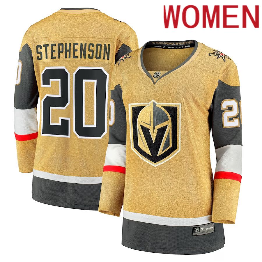 Women Vegas Golden Knights #20 Chandler Stephenson Fanatics Branded Gold Home Breakaway NHL Jersey->women nhl jersey->Women Jersey